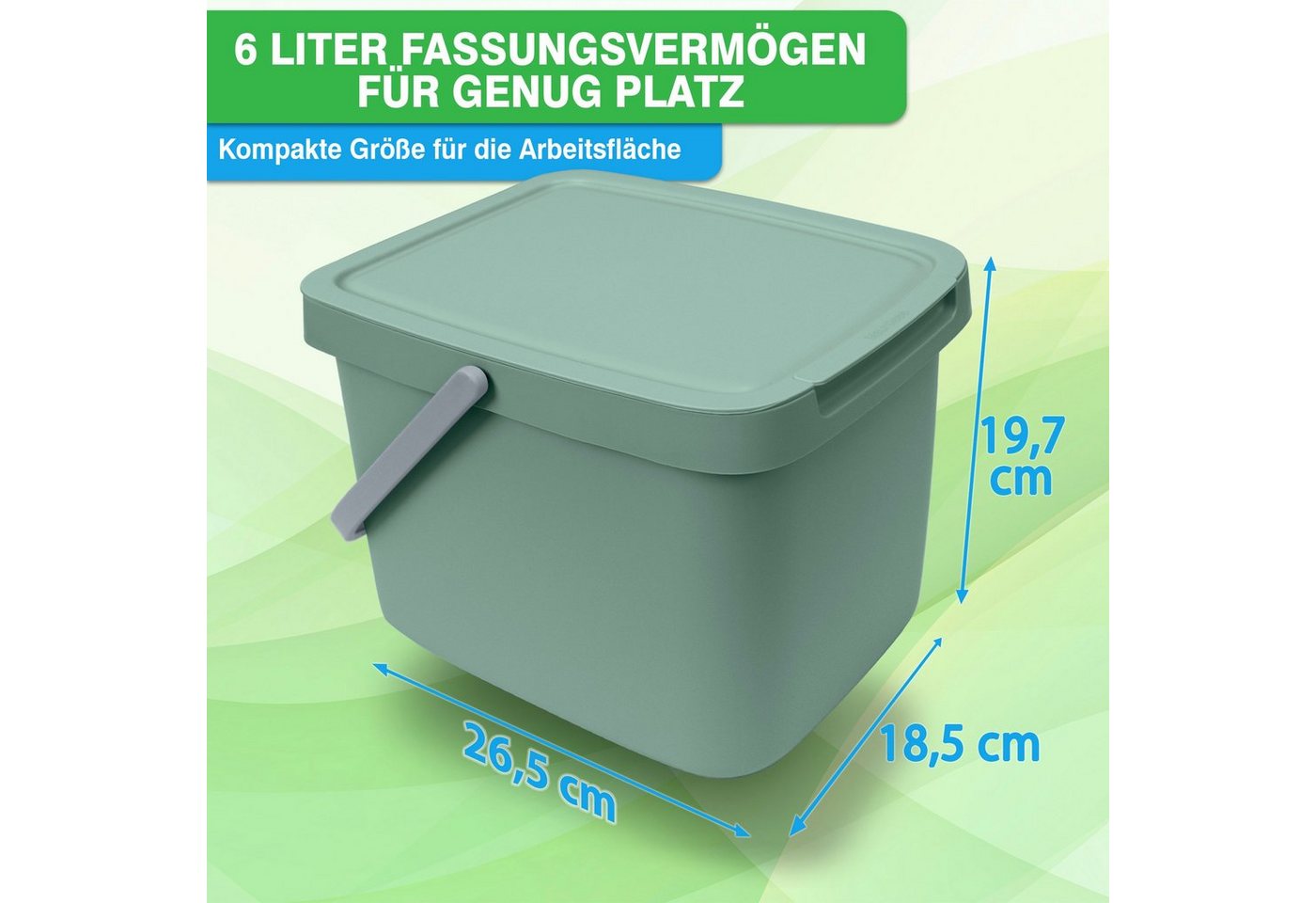 YourCasa Biomülleimer YourCasa® Biomülleimer Küche 6L Komposteimer für alltäglichen Biomüll, Mit Wandhalterung – Bild 5 von 5