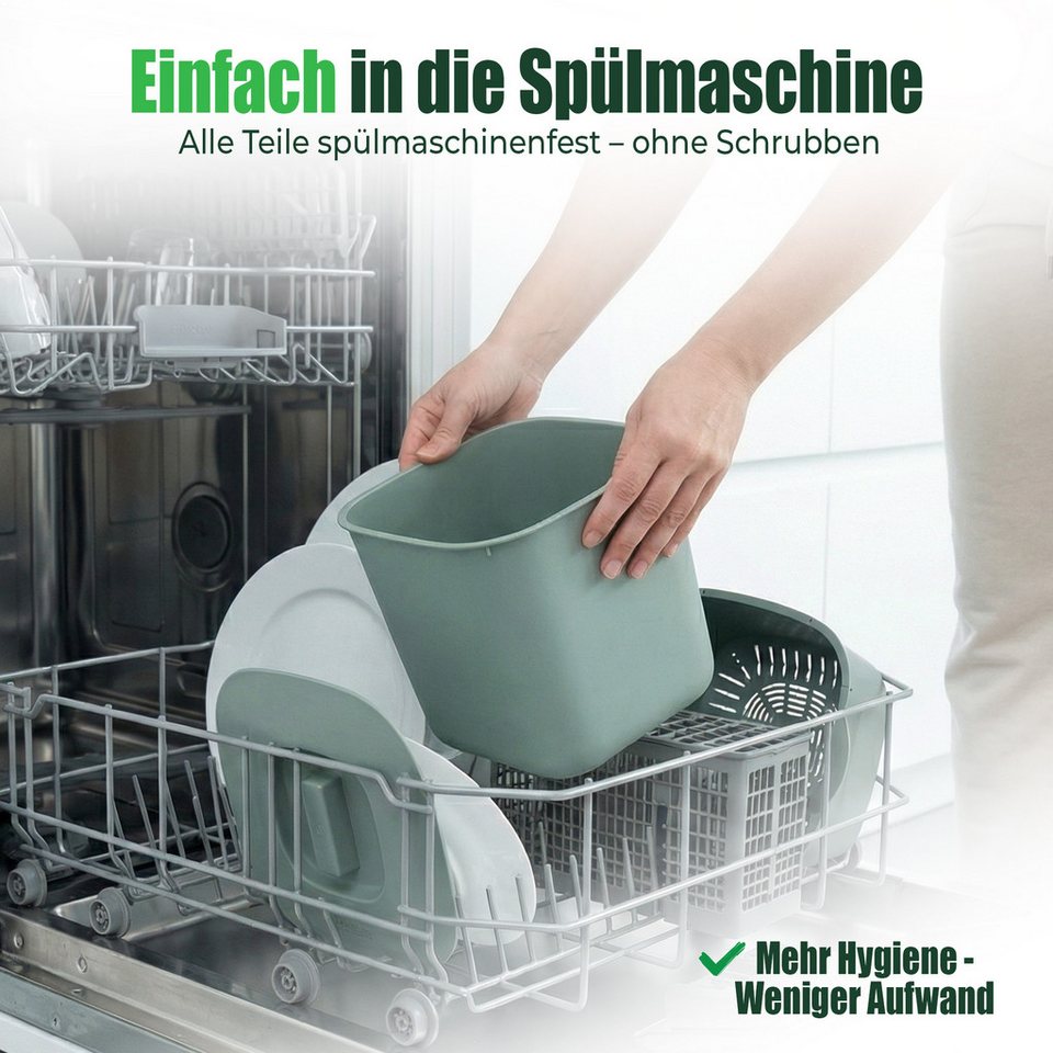 YourCasa Biomülleimer YourCasa® Biomülleimer Küche - Komposteimer für alltäglichen Biomüll, Mit Sieb, Spülmaschinenfest – Bild 4 von 5