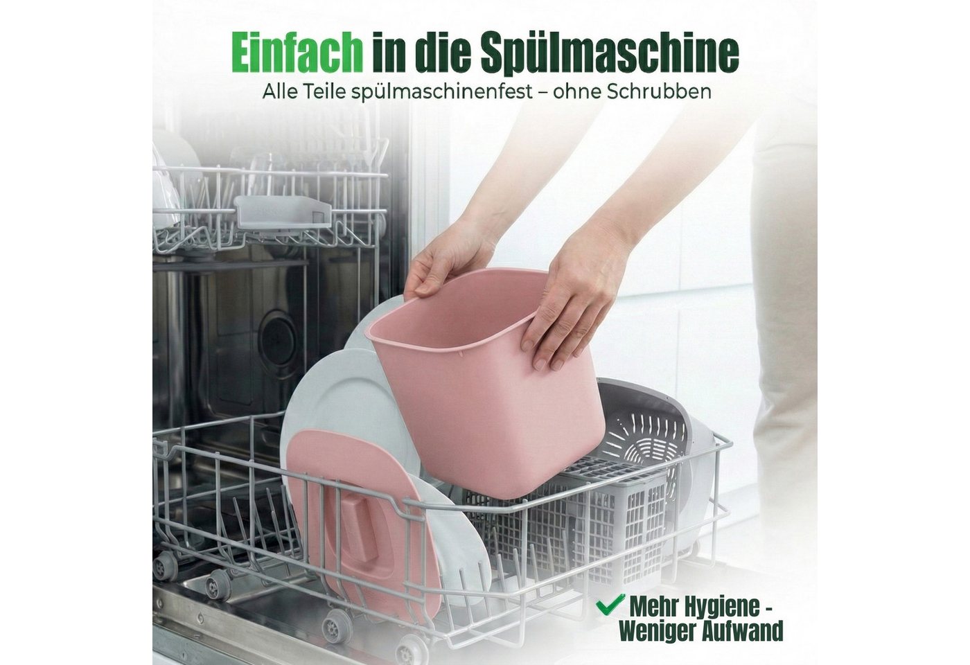 YourCasa Biomülleimer YourCasa® Biomülleimer Küche - Komposteimer für alltäglichen Biomüll, Mit Sieb, Spülmaschinenfest – Bild 4 von 5