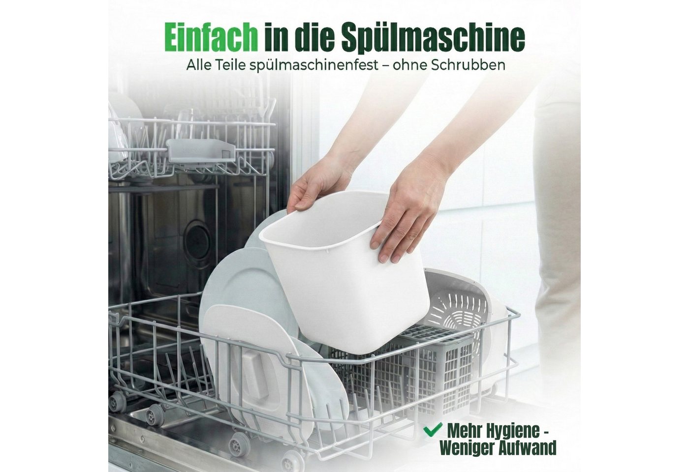 YourCasa Biomülleimer YourCasa® Biomülleimer Küche - Komposteimer für alltäglichen Biomüll, Mit Sieb, Spülmaschinenfest – Bild 5 von 5