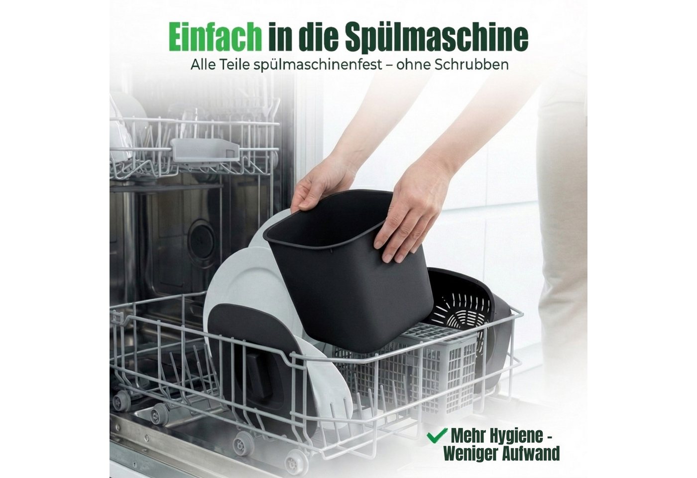 YourCasa Biomülleimer YourCasa® Biomülleimer Küche - Komposteimer für alltäglichen Biomüll, Mit Sieb, Spülmaschinenfest – Bild 4 von 5