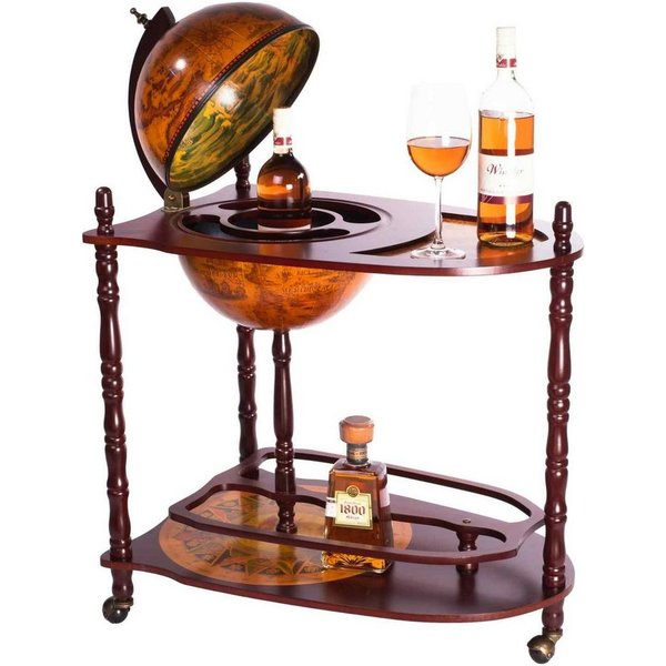BIRENDY Dekoobjekt Barwagen 33035 Serviertisch, antike Globusbar Bartisch Hausbar Dekobar