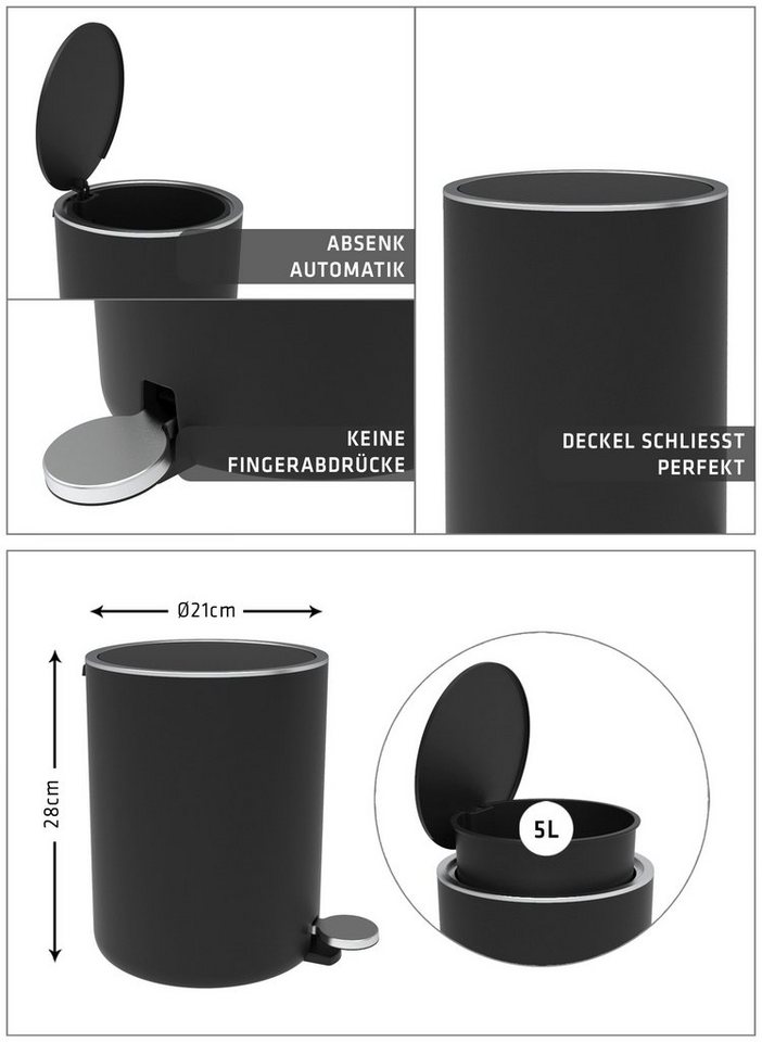 Bischof Kosmetikeimer Piaso, Ø 21 cm, Höhe 28 cm, Fassungsvermögen 5,5 l – Bild 2 von 2