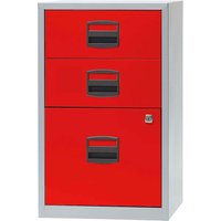 Bisley Home Container, 1 HR + 2 Schübe grau/rot