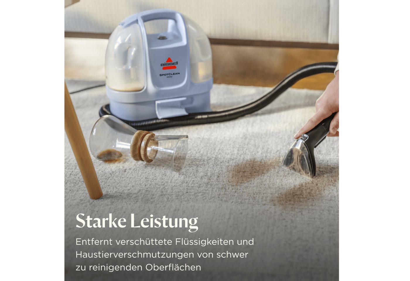 Bissell Wasch-Sauger SpotClean Mini Select, leicht & klein, starke Saugleistung, Dual-Tank, 330 W, beutellos, 12.5kPa, reinigt Flecken auf Teppich, Polster, Aut – Bild 2 von 5