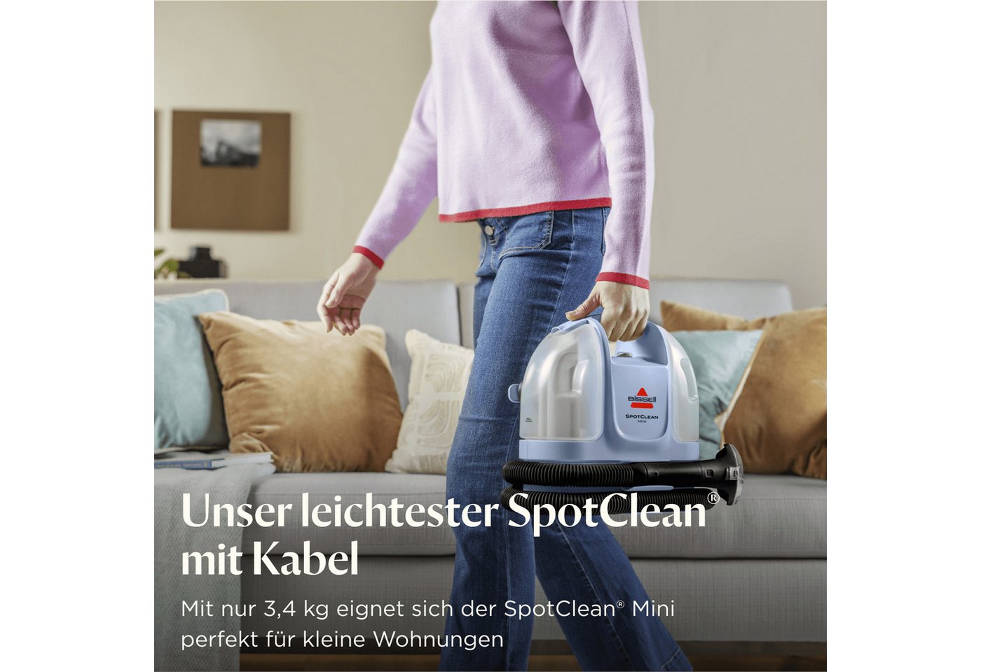 Bissell Wasch-Sauger SpotClean Mini Select, leicht & klein, starke Saugleistung, Dual-Tank, 330 W, beutellos, 12.5kPa, reinigt Flecken auf Teppich, Polster, Aut – Bild 3 von 5