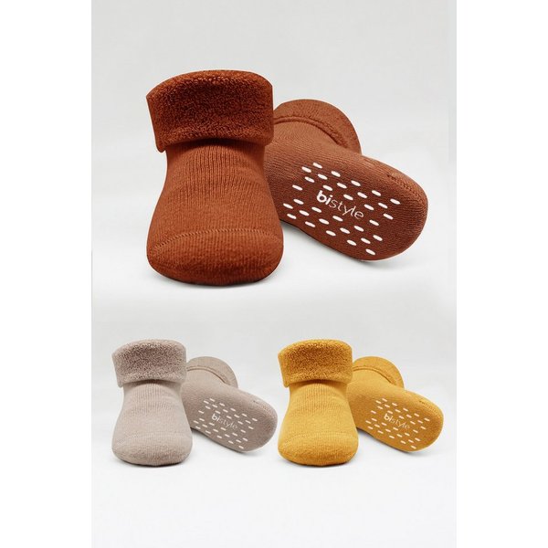 bistyle Kurzsocken (3er Pack), Frottee-Innen ABS für Babys Jungen Mädchen Babysocken (Set, 3-Paar, 3er-Pack) Anti-Rutsch, Plüsch, GOTS zertifiziert 0-36 Monate