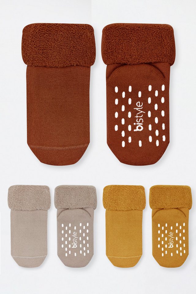 bistyle Kurzsocken (3er Pack), Frottee-Innen ABS für Babys Jungen Mädchen Babysocken (Set, 3-Paar, 3er-Pack) Anti-Rutsch, Plüsch, GOTS zertifiziert 0-36 Monate – Bild 2 von 5