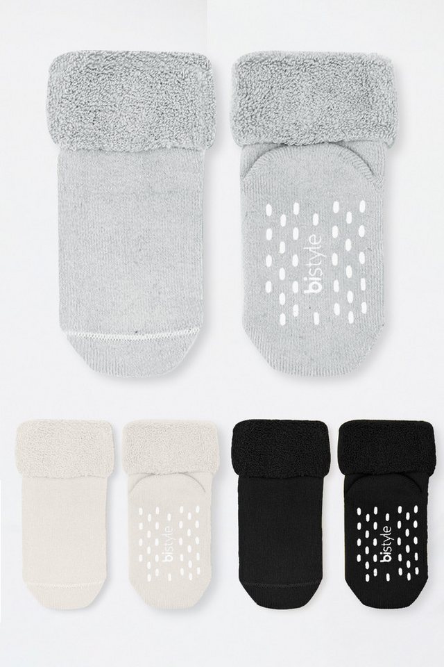bistyle Kurzsocken (3er Pack), Frottee-Innen ABS für Babys Jungen Mädchen Babysocken (Set, 3-Paar, 3er-Pack) Anti-Rutsch, Plüsch, GOTS zertifiziert 0-36 Monate – Bild 2 von 5