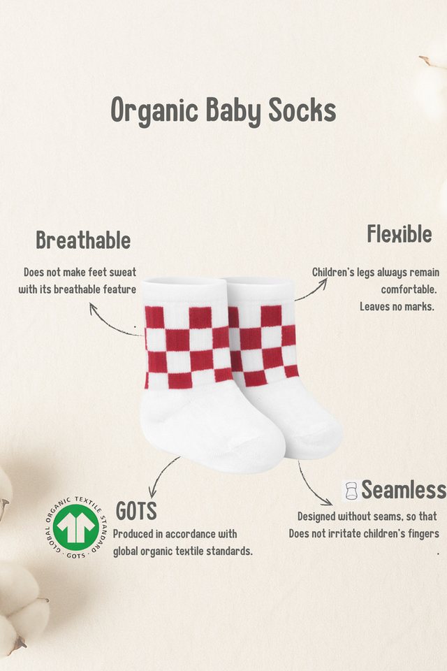 bistyle Socken Baby Socken, 6er-Pack, Karo Schachbrett Muster, Bio-Baumwolle (6-Paar, 6er-Pack) Karo Schachbrett Muster – Bild 2 von 5