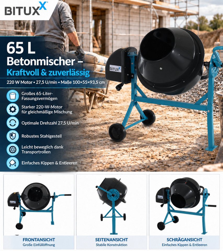 Bituxx Betonmischer 65L, (MS-17198) – Bild 3 von 5
