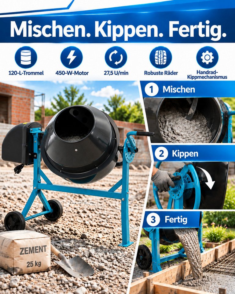 Bituxx Betonmischer 65L, (MS-17198) – Bild 4 von 5