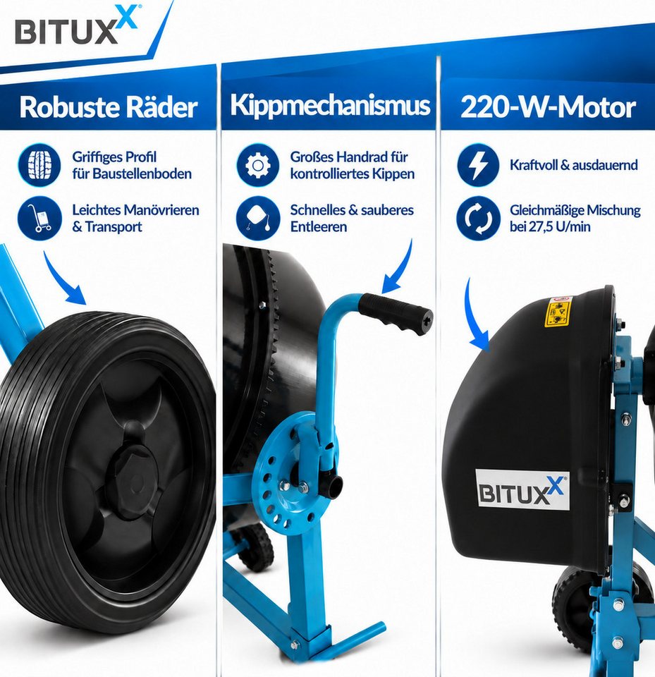 Bituxx Betonmischer 65L, (MS-17198) – Bild 5 von 5