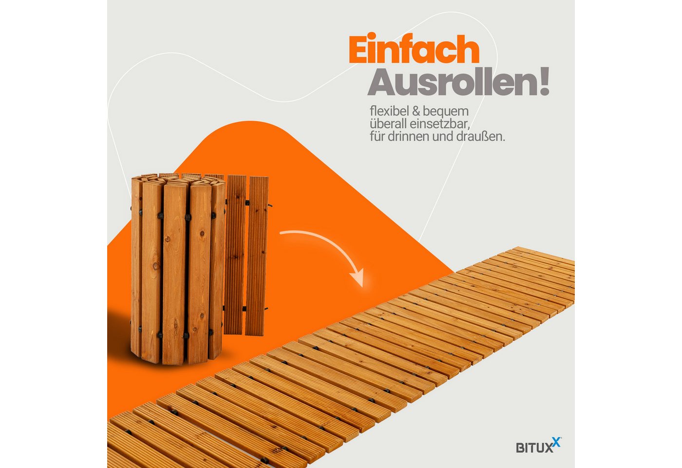 Bituxx Gartensteg Gartenweg Panel ausrollbar Zedernholz geriffelt, 45x250 cm, 1-St., naturbelassen, witterungsbeständig, flexibel – Bild 2 von 5