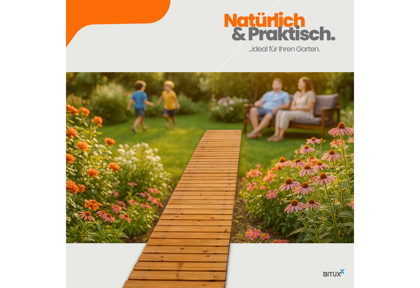 Bituxx Gartensteg Gartenweg Panel ausrollbar Zedernholz geriffelt, 45x250 cm, 1-St., naturbelassen, witterungsbeständig, flexibel – Bild 4 von 5