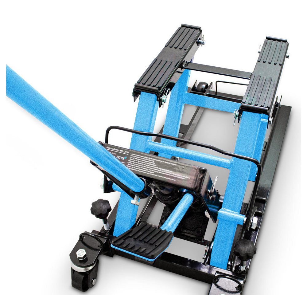 Bituxx Motorradheber hydraulisch 11,5-37,5cm bis 680kg Blau, max. Hubhöhe: 37.5 cm, MS-17320 – Bild 4 von 5