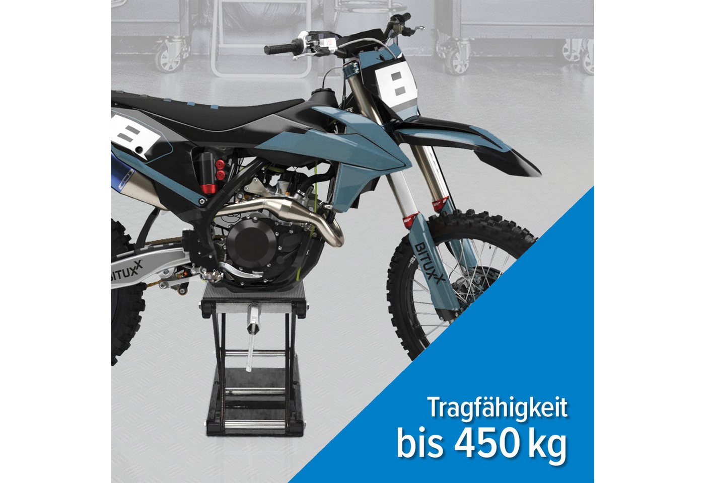 Bituxx Motorradheber mechanisch Grau/Schwarz, MS-19531 – Bild 4 von 5