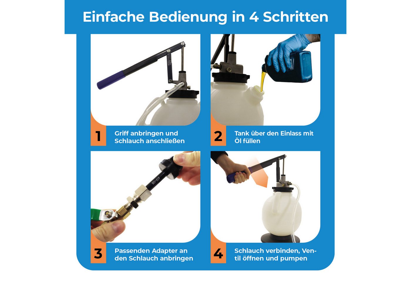 Bituxx Ölabsaugpumpe Getriebeöl Einfüllgerät mit Handpumpe 7.5L (MS-19595), robuste Handpumpe – Bild 3 von 5
