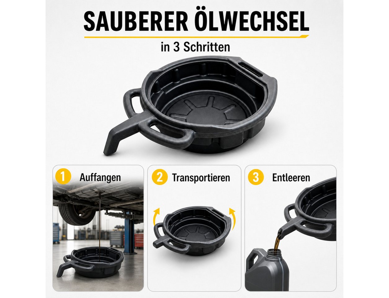 Bituxx Ölauffangwanne 10L 2 Stück, 10 l, (Spar-Set, 2-tlg., MS-19418) – Bild 3 von 5