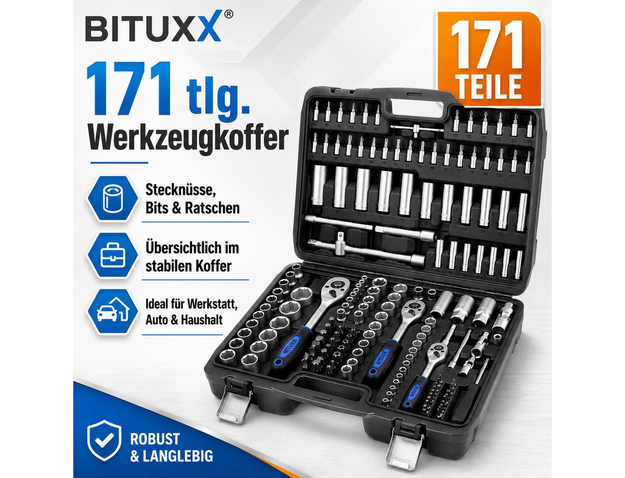 Bituxx Ratsche Ratschenkoffer 171 tlg. (Set, 171 St., MS-15179) – Bild 2 von 5
