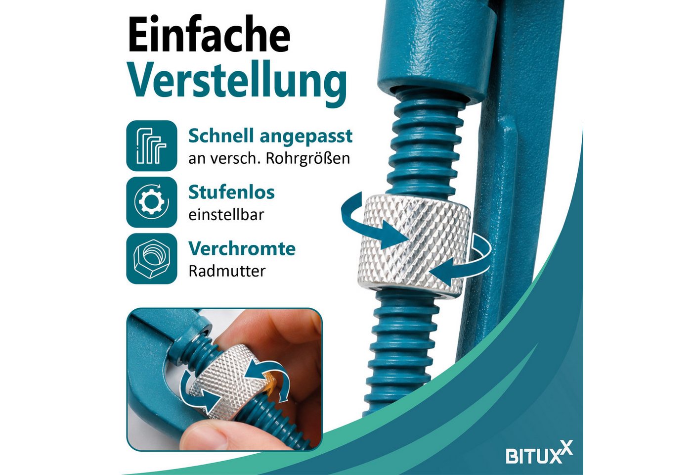 Bituxx Rohrzange Rohrzange 1,5 Zoll Blau, MS-17681 – Bild 4 von 5