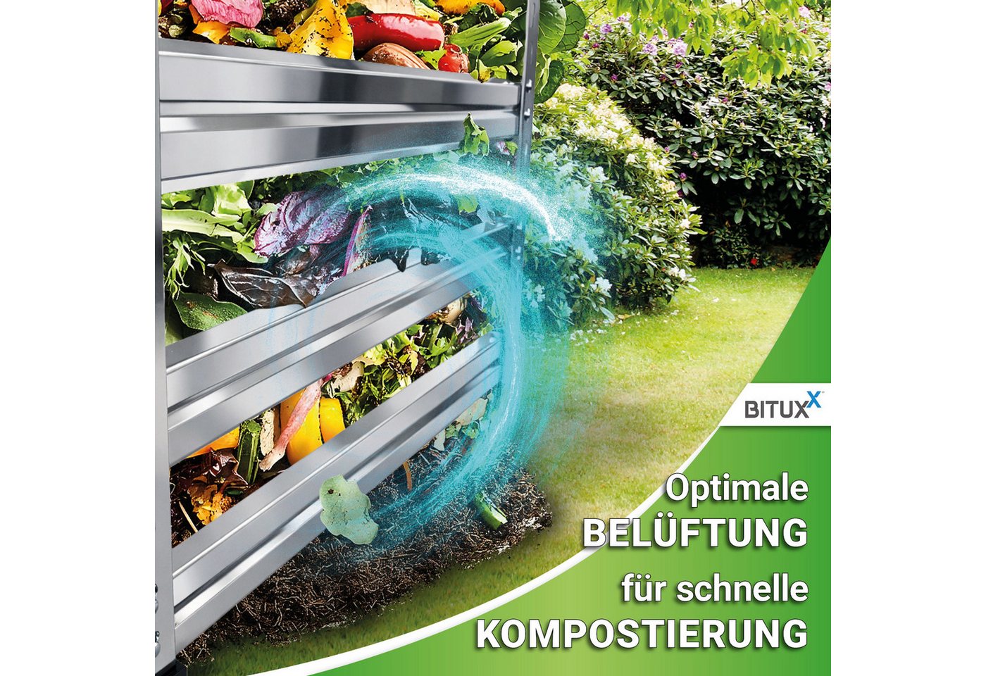 Bituxx Schnellkomposter 90x90cm, BxTxH: 90x90x93 cm, 753.3 l, (MS-19425) – Bild 5 von 5
