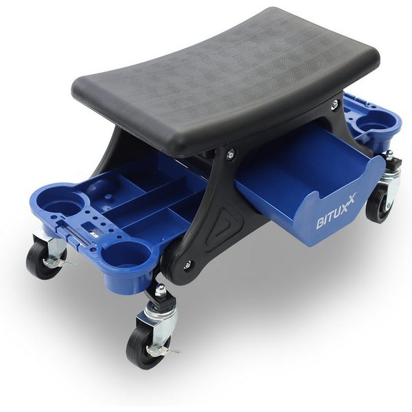 Bituxx Sitzhocker rollbar mit Ablagen Blau (MS-19555), mit Stauraum