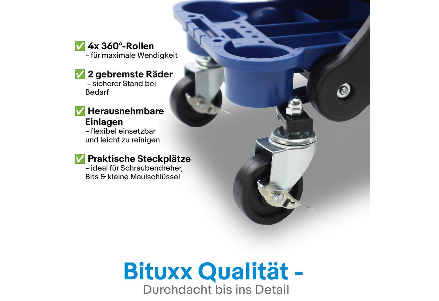 Bituxx Sitzhocker rollbar mit Ablagen Blau (MS-19555), mit Stauraum – Bild 2 von 5