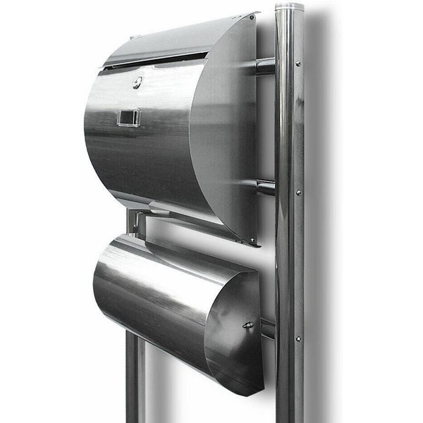 Bituxx Standbriefkasten Edelstahl mit separater Zeitungsrolle (MS-11385)