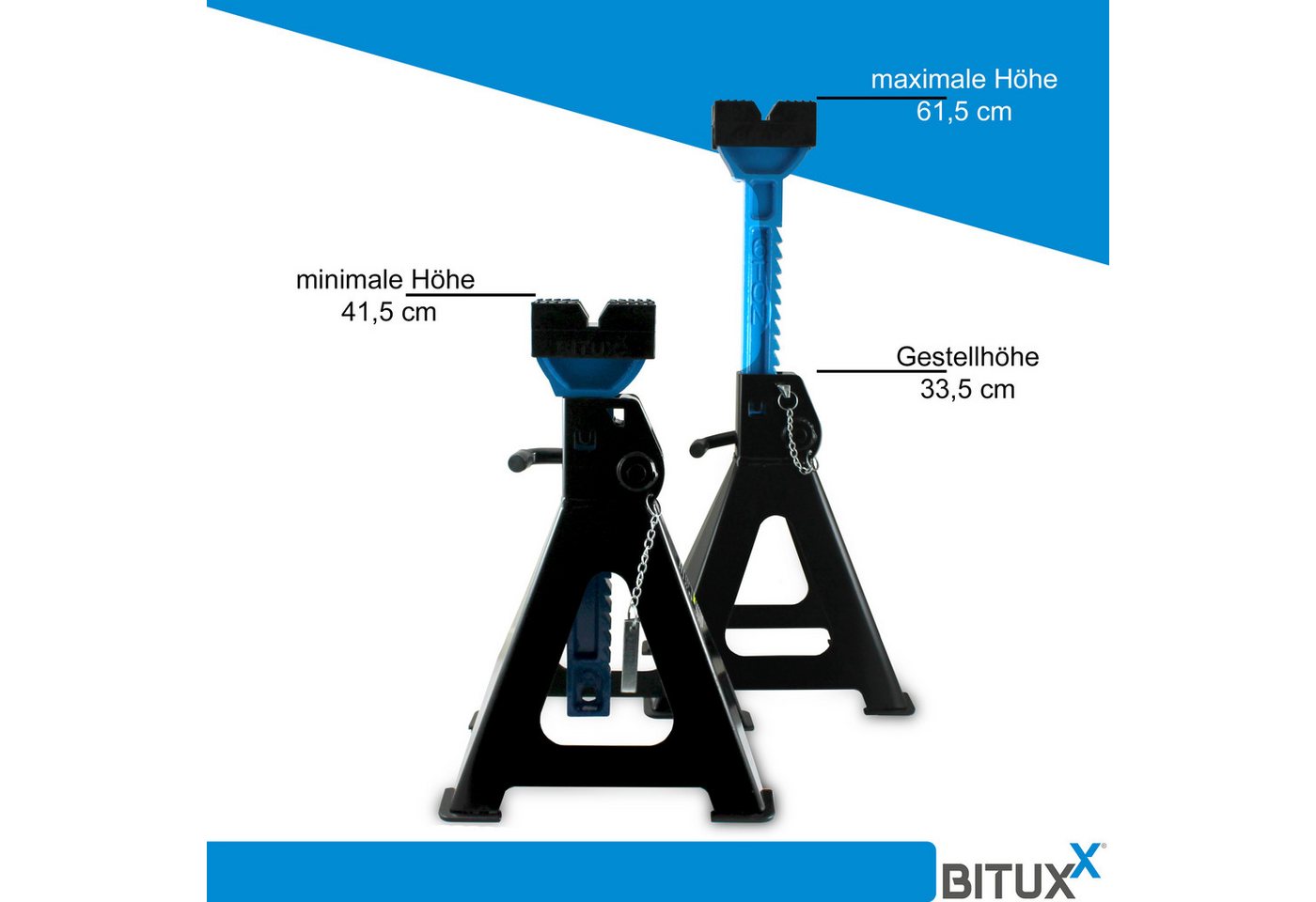 Bituxx Unterstellbock Pro Line 6000 kg mit Schutzkappe & Sicherheitspin, 6000 kg max. Belastbarkeit, (4er Set, 4-St., MS-18747), Tragkraft 6000kg – Bild 3 von 5