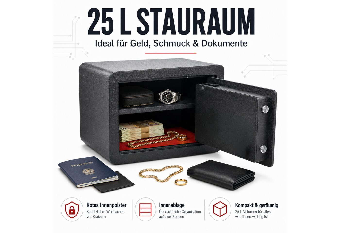 Bituxx Wandtresor Smart Safe 25L (MS-20175) – Bild 3 von 5