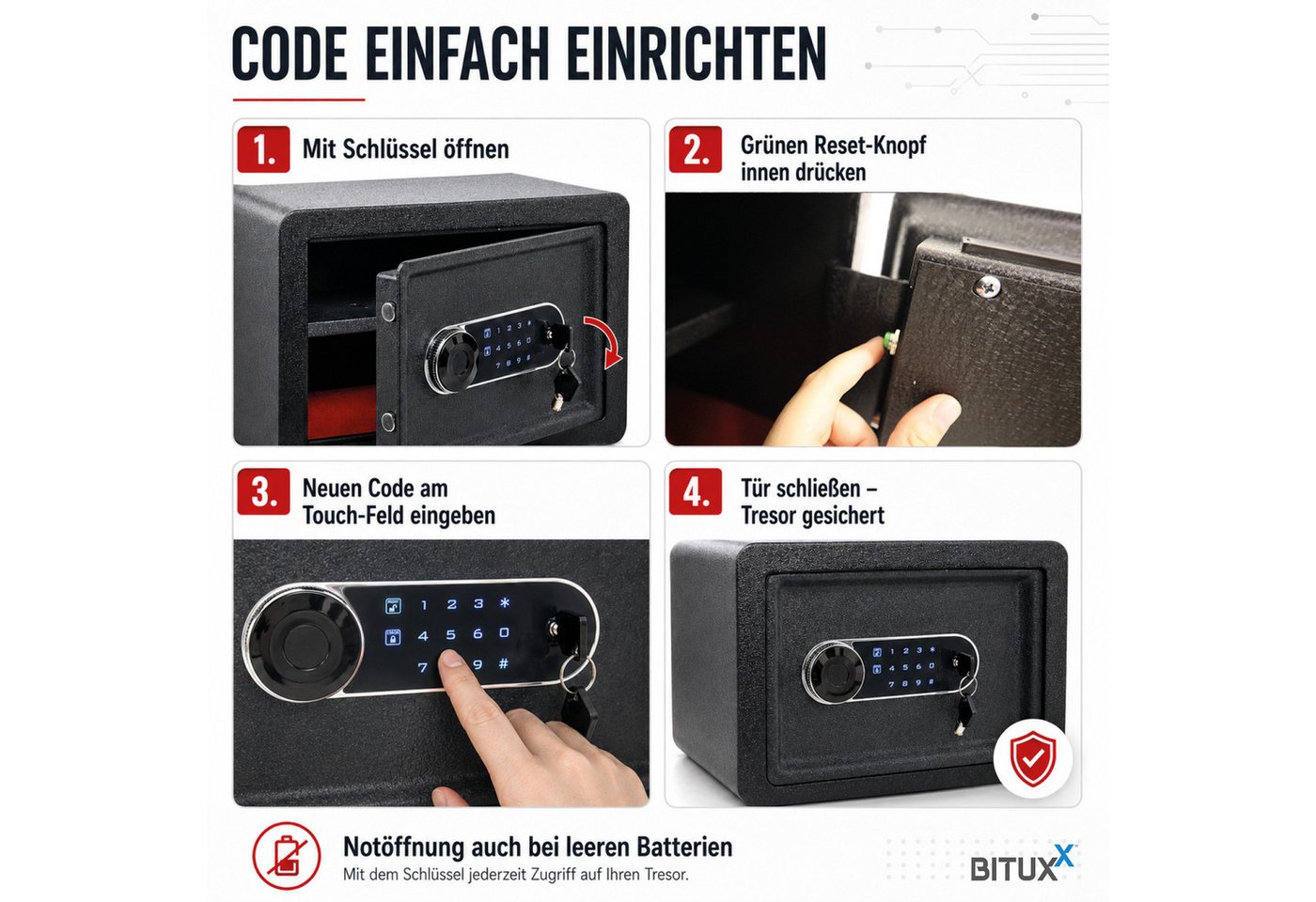 Bituxx Wandtresor Smart Safe 25L (MS-20175) – Bild 4 von 5
