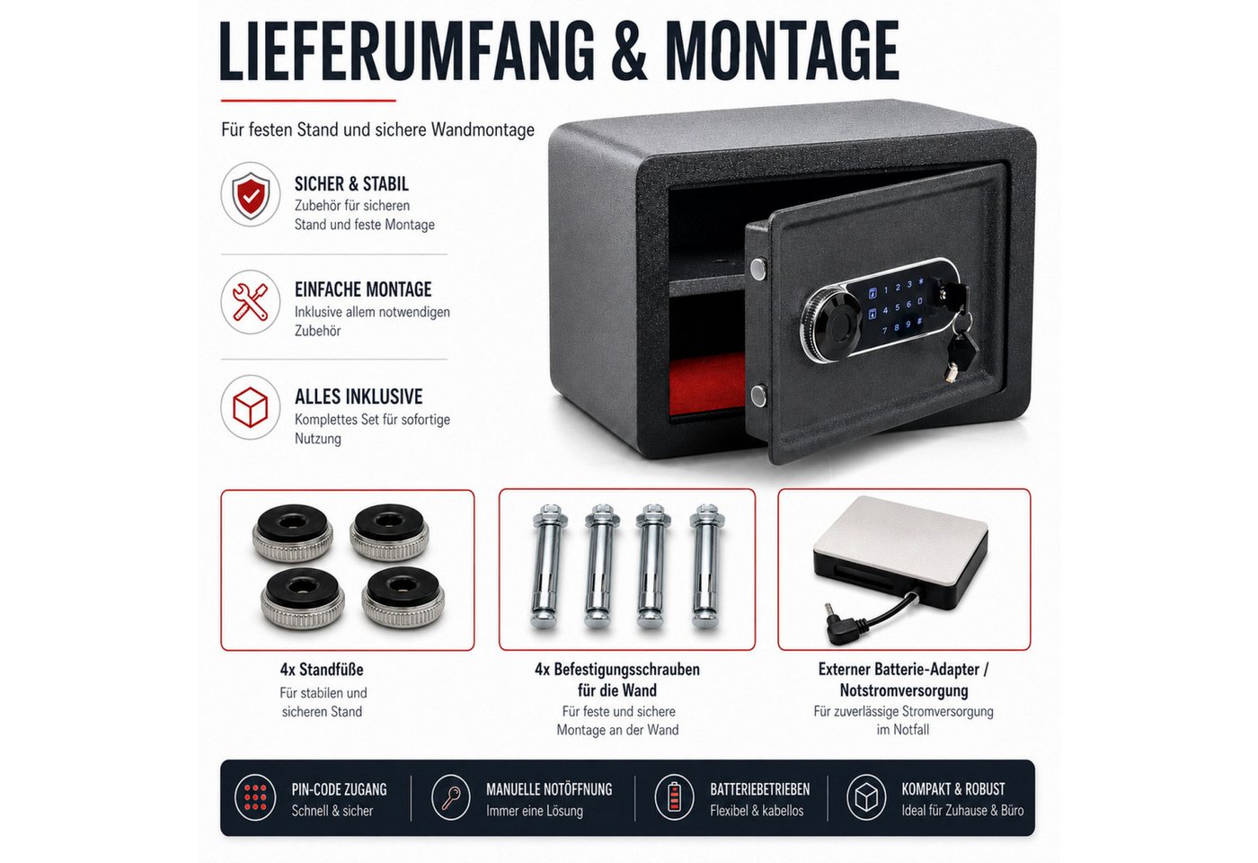 Bituxx Wandtresor Smart Safe 25L (MS-20175) – Bild 5 von 5