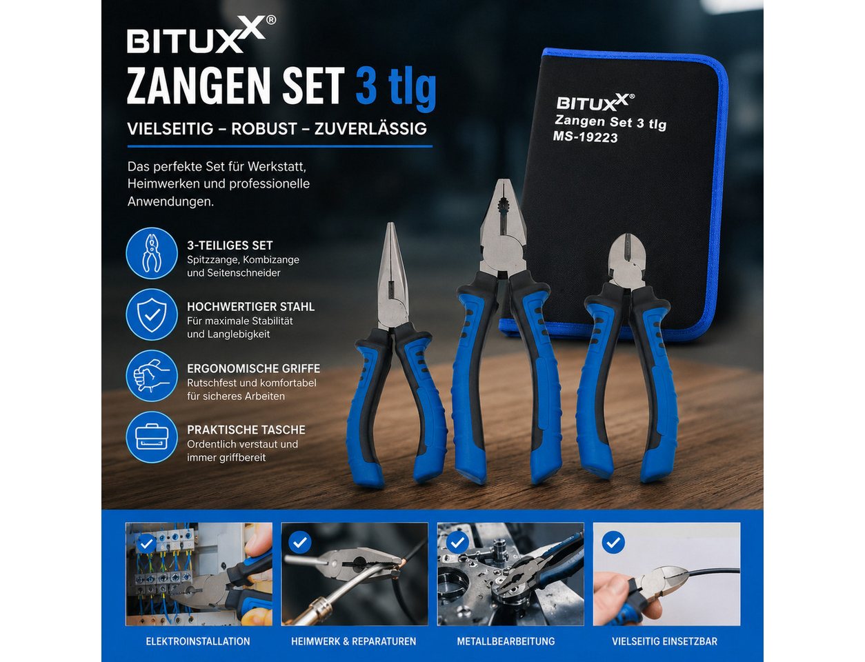 Bituxx Zangenset 3tlg., Set 3-tlg., MS-19223 – Bild 2 von 4