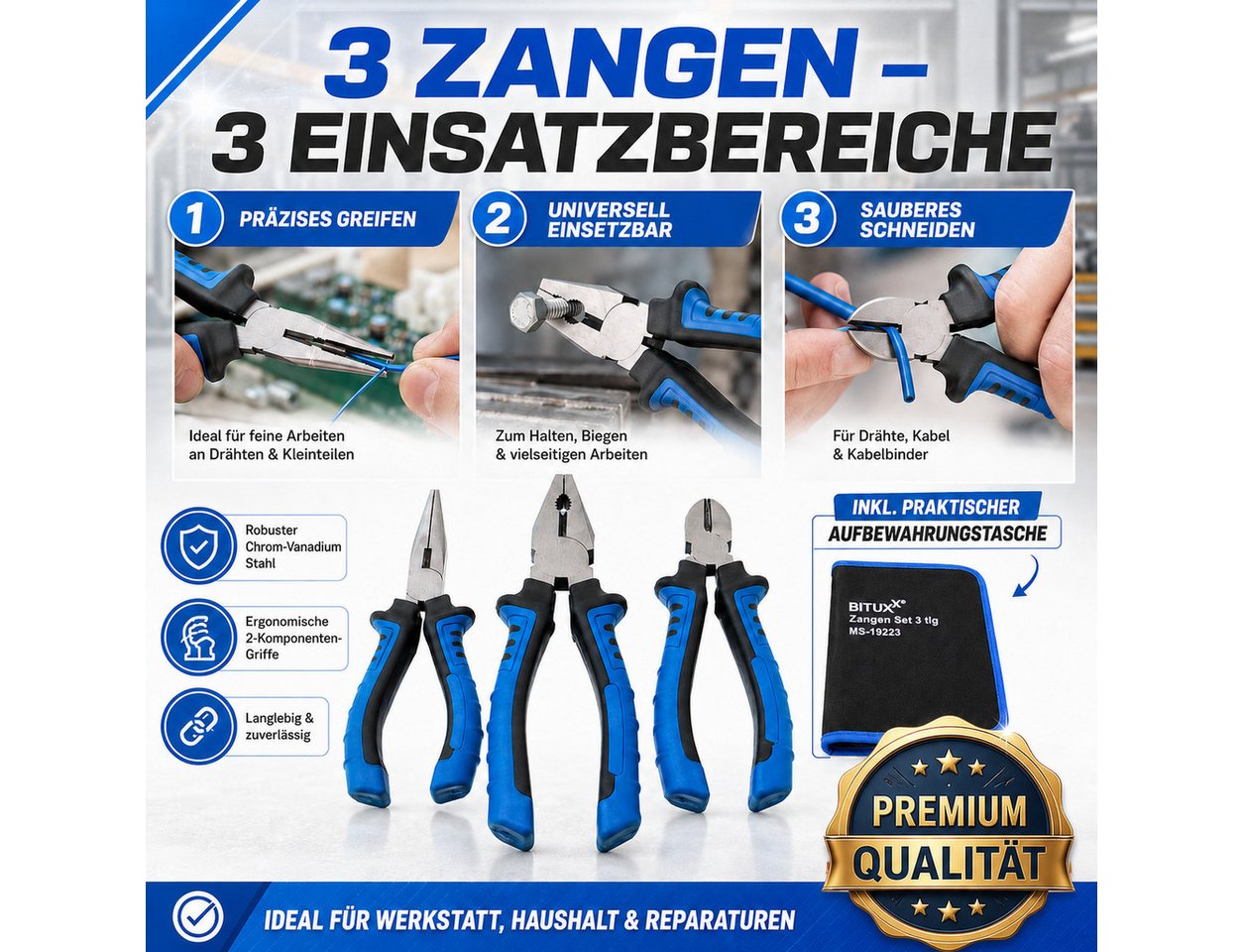 Bituxx Zangenset 3tlg., Set 3-tlg., MS-19223 – Bild 3 von 4