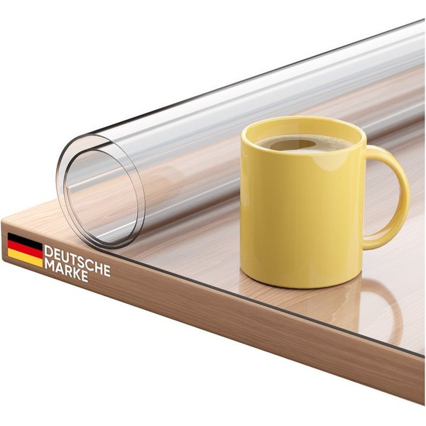Björn&Schiller Tischdecke Transparent Tischfolie 2mm – Schutzfolie für Tisch, abgeschrägte Kante (Tischauflage – robust, zuschneidbar & pflegeleicht 1-tlg, 90x1