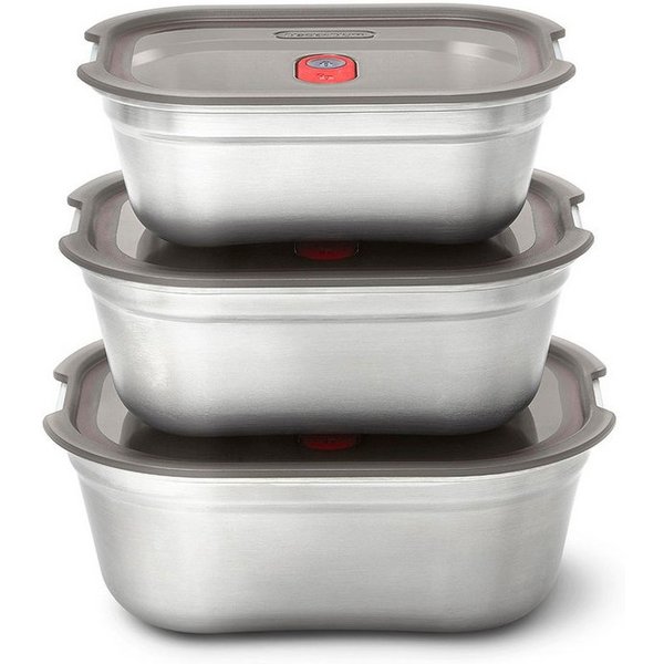 black+blum Frischhaltedose Edelstahl Multifunktionsdose, 3er SET (650, 900, 1200 ML), Mikrowellengeeignet & auslaufsicher - ideal für Meal Prep & Unterwegs