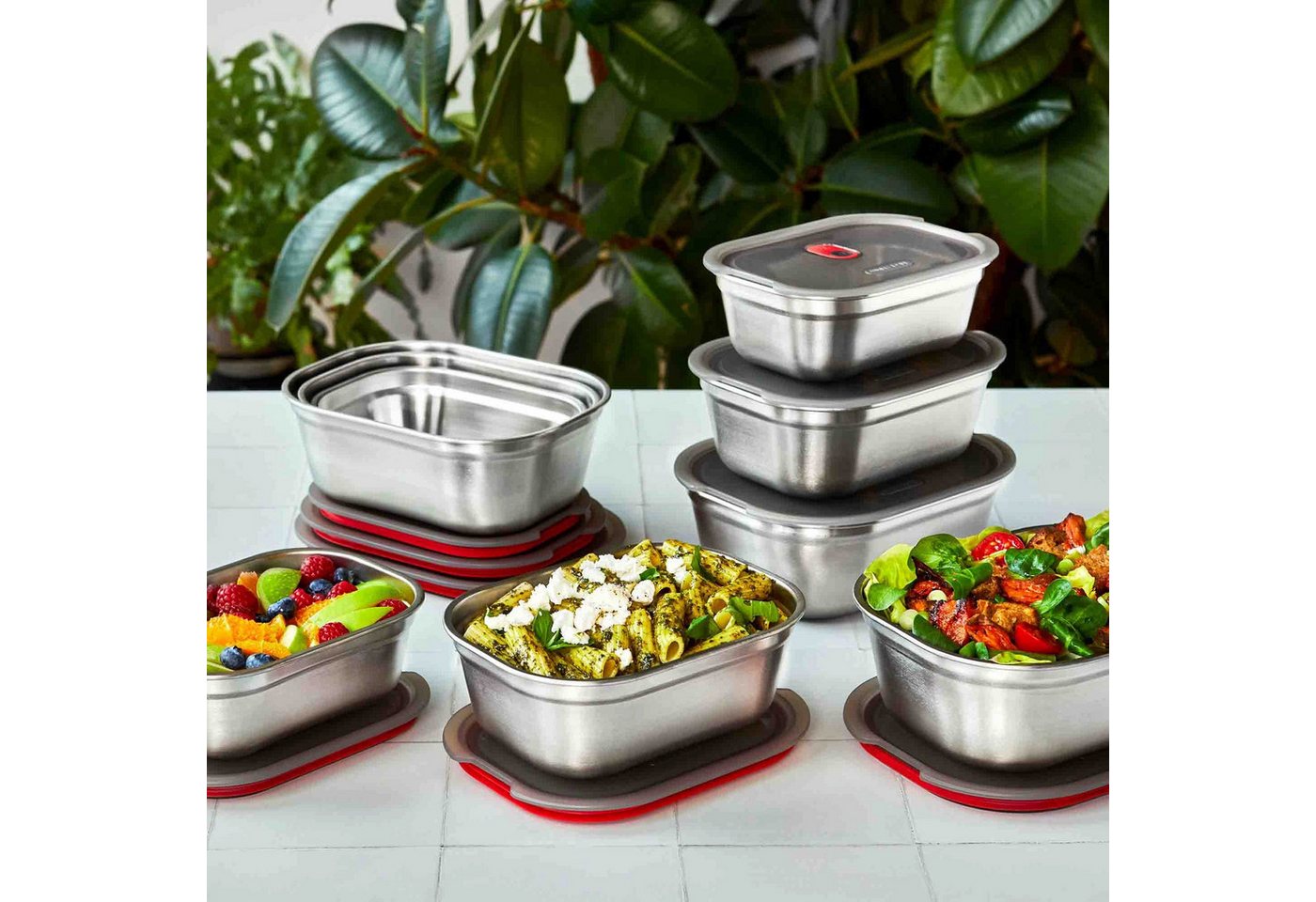 black+blum Frischhaltedose Edelstahl Multifunktionsdose, 3er SET (650, 900, 1200 ML), Mikrowellengeeignet & auslaufsicher - ideal für Meal Prep & Unterwegs – Bild 5 von 5