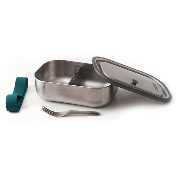 black+blum Lunchbox, Edelstahl, (1-tlg), mit Silikon-Ventil, Gabel und Gurt, 1000 ml