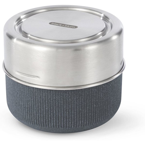 black+blum Lunchbox, Borosilikatglas, Edelstahl, (3-tlg), spülmaschinengeeignet, mit Edelstahldeckel und Silikonschutzaufleger
