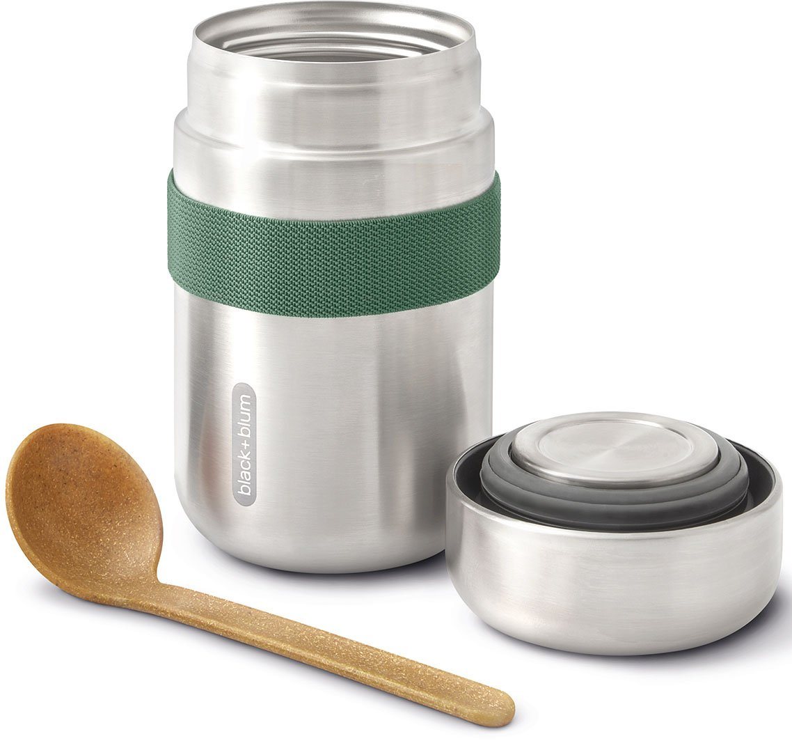 black+blum Thermobecher Food Flask, Edelstahl, hält Speisen lange heiß, auslaufsicher, inkl. Löffel, 400 ml – Bild 2 von 4