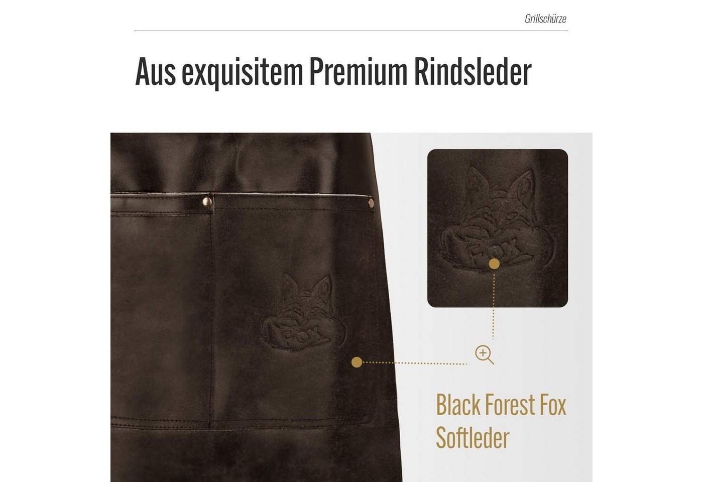BLACK FOREST FOX Grillschürze TIP HUNTER SOFT Leder Service Bistro Zapft Kellner Schürze kurz, One Dark Brown – Bild 2 von 5