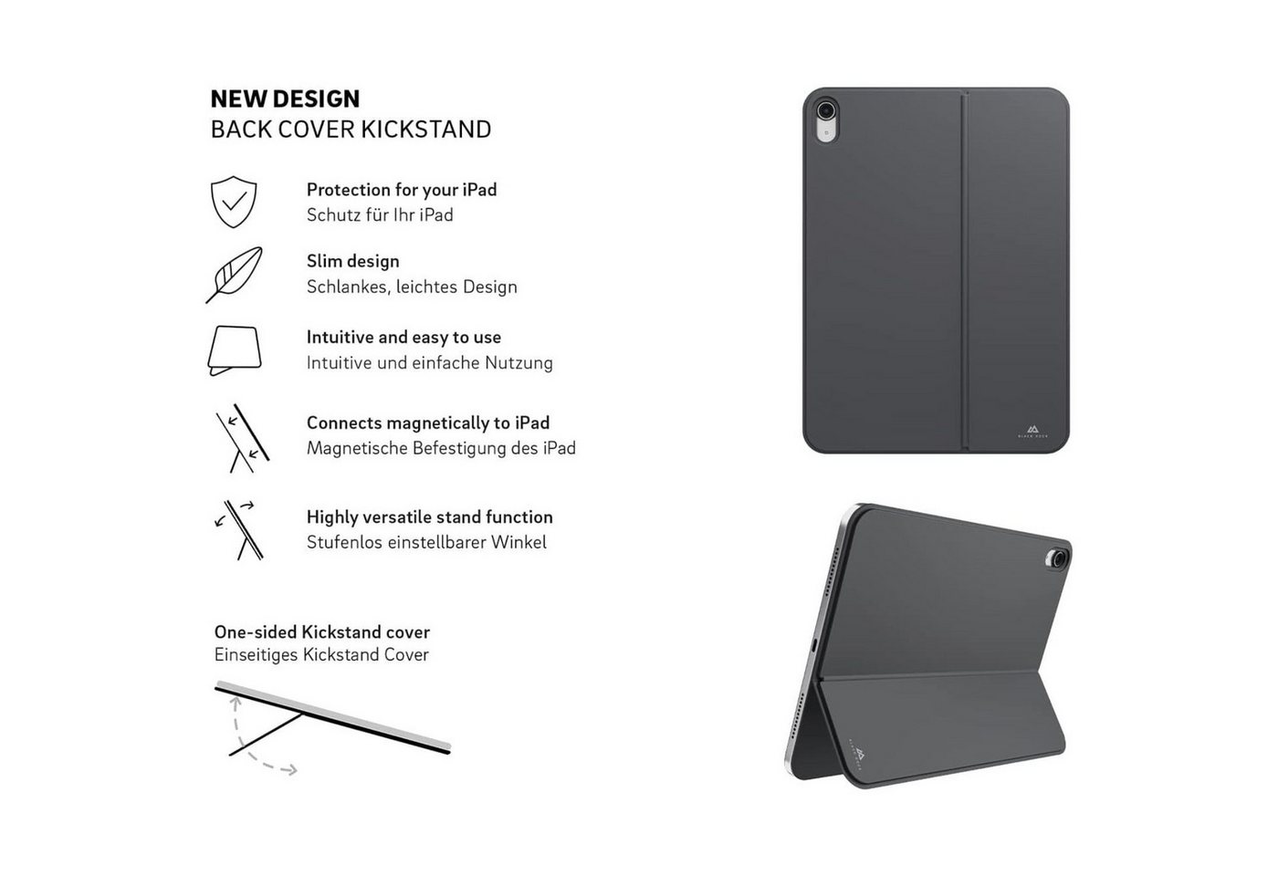 Black Rock Tablettasche Back-Cover Tasche Case + Ständer Kickstand Schwarz (1-tlg., 1x Backcover), Schutz-Hülle für Apple iPad Air 7 Gen 2025 / 6 2024 / 5 2022  – Bild 2 von 5