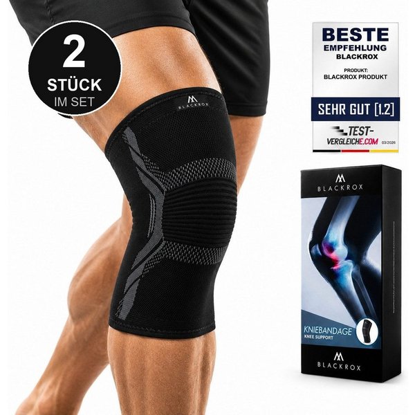 BLACKROX Kniebandage [Vergleichssieger 2026] 2er-Set, Gr. S-XXL, V1, Damen & Herren