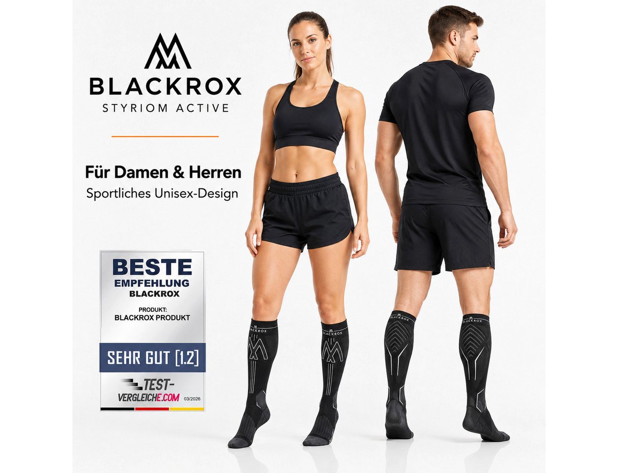 BLACKROX Kompressionsstrümpfe [Vergleichssieger 2026] Astropreform V1, Gr. S-XXL, Damen und Herren – Bild 2 von 5