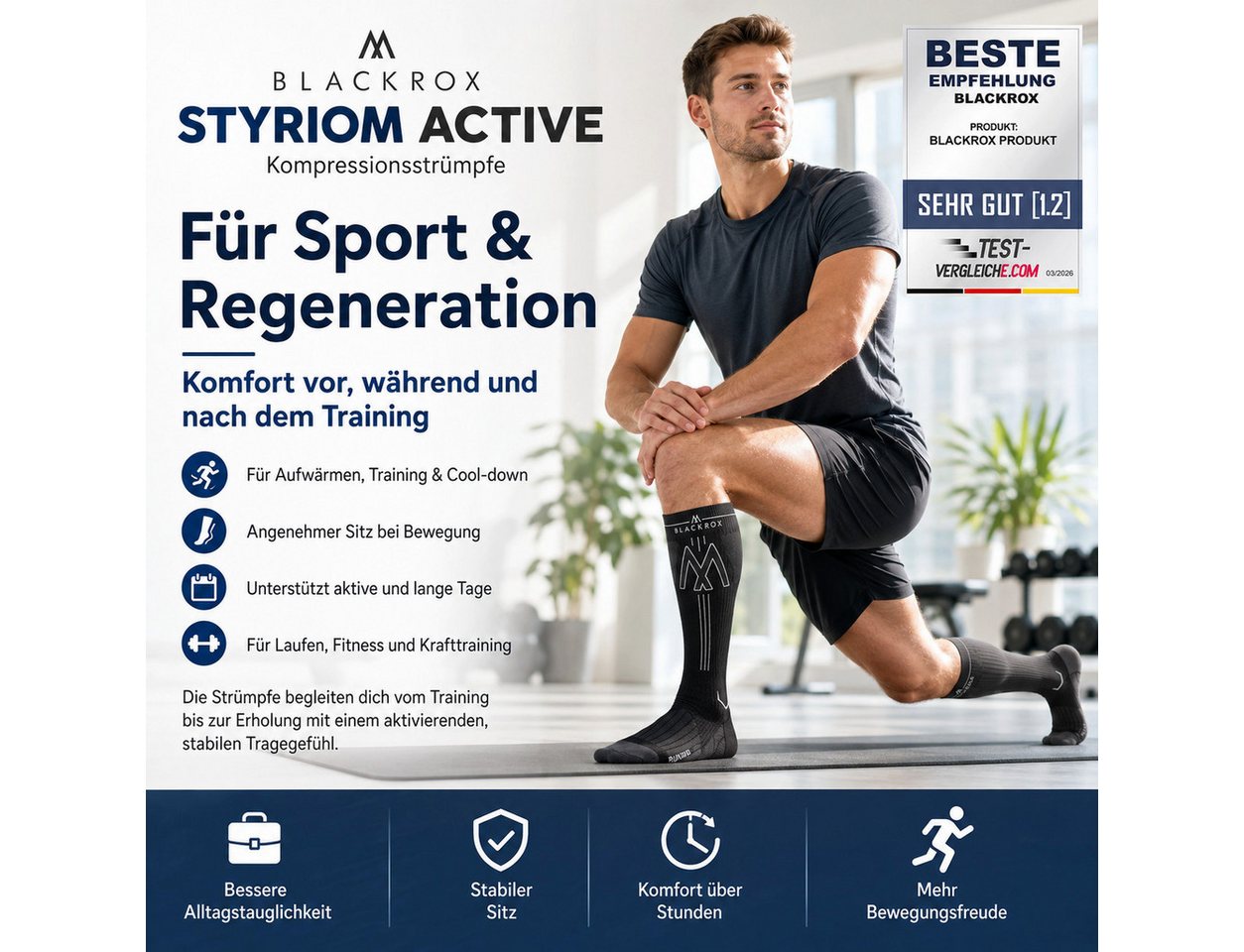 BLACKROX Kompressionsstrümpfe [Vergleichssieger 2026] Astropreform V1, Gr. S-XXL, Damen und Herren – Bild 4 von 5
