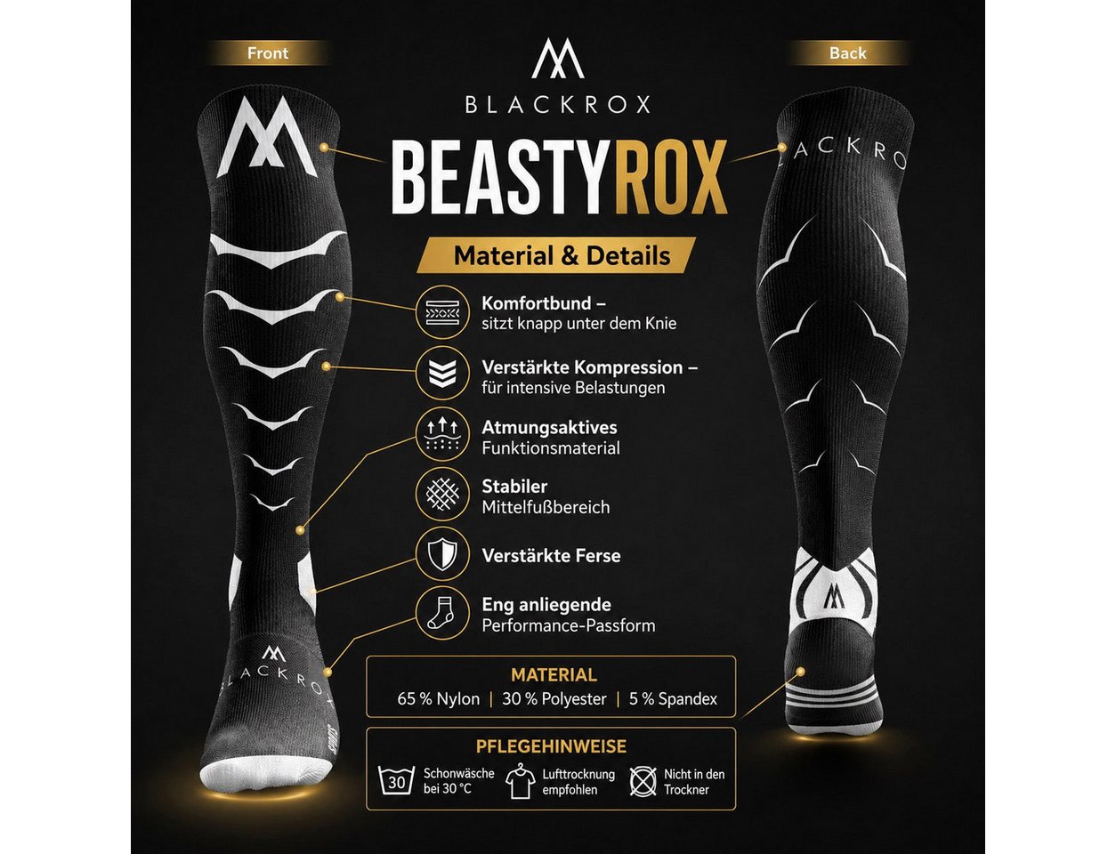 BLACKROX Kompressionsstrümpfe [Vergleichssieger 2026] Beastyrox, Gr. S-XL, Damen und Herren – Bild 5 von 5