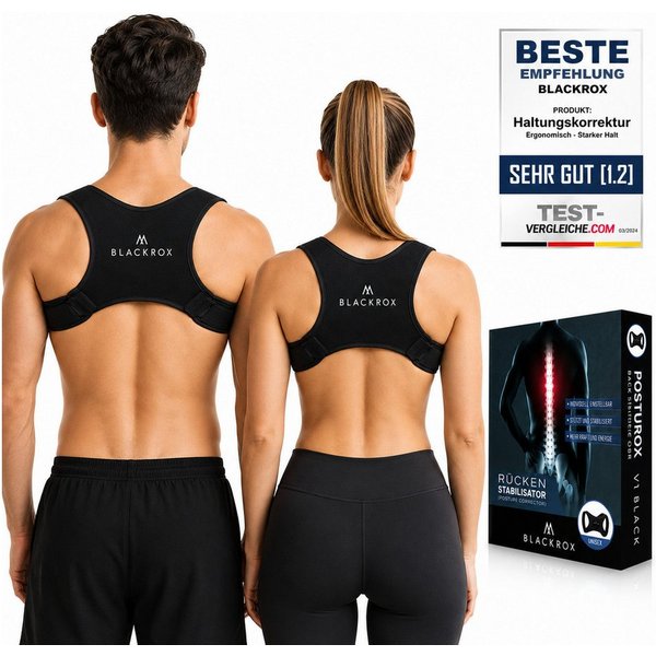 BLACKROX Rückenstabilisator [Vergleichssieger 2026], Damen & Herren, Rückenstütze (Einzelprodukt, Einteilig), Schmerzlindernd, hautfreundlich, stabilisierend, e