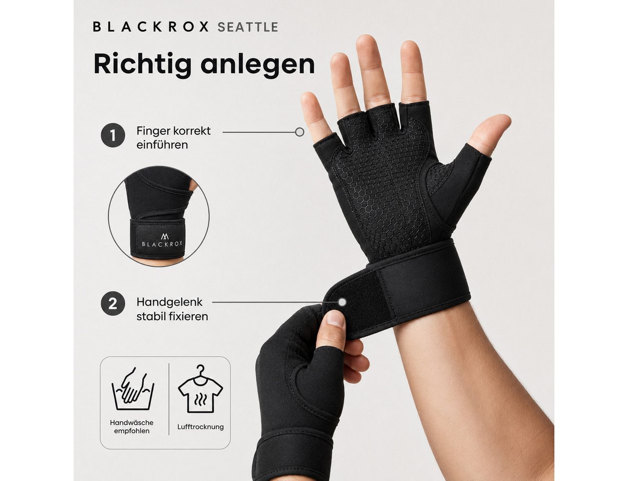 BLACKROX Trainingshandschuhe [Vergleichssieger 2026] Fitnesshandschuhe, Gr. S-XL, Damen & Herren – Bild 5 von 5