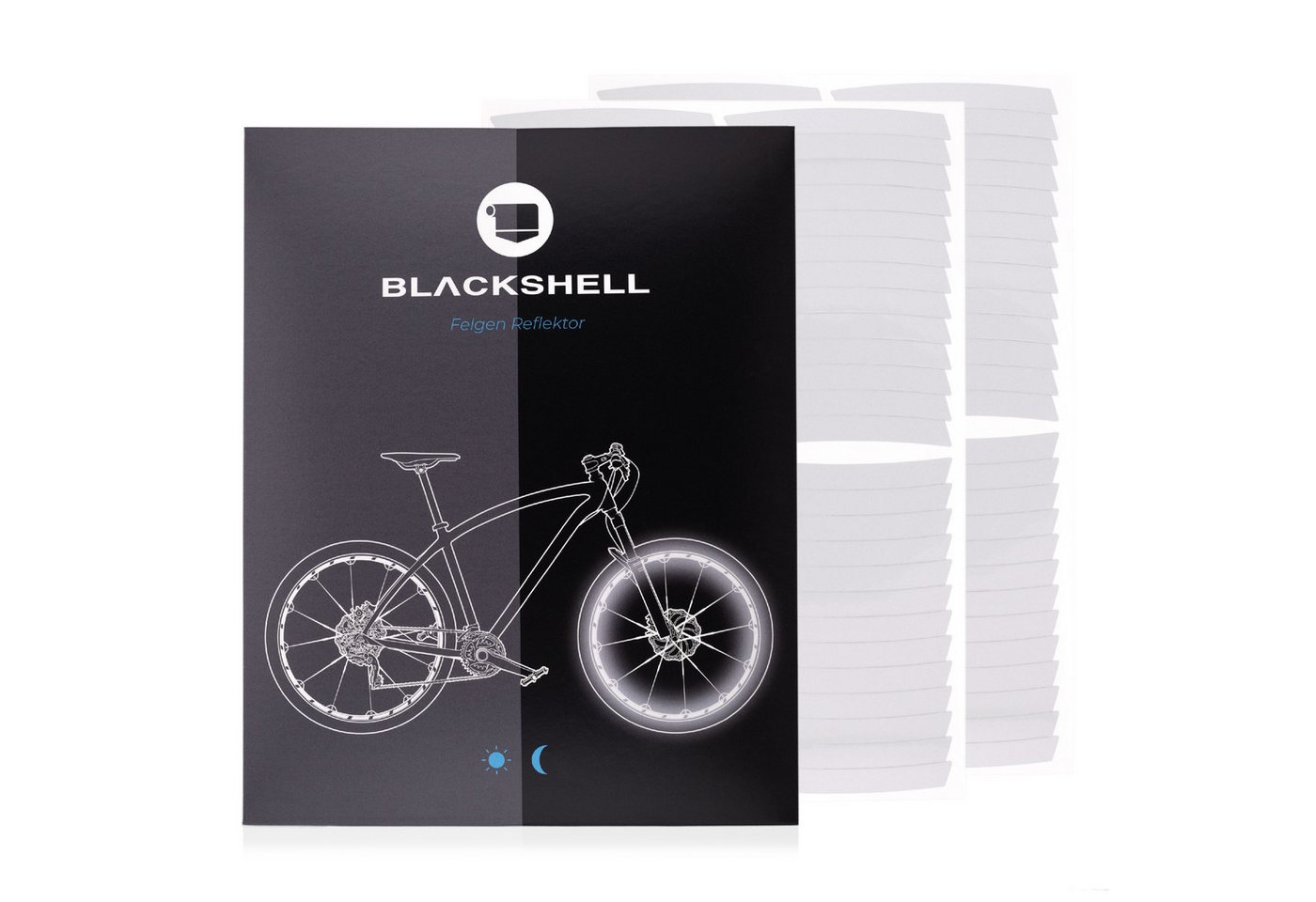 Blackshell Reflektor-Aufkleber Reflektierende Aufkleber für die Fahrradfelge passend für 26-29 Zoll – Bild 2 von 5